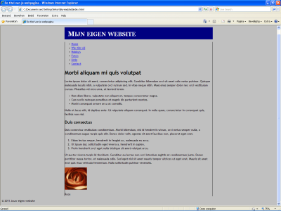 voorbeeld van webpagina met css- en html-code