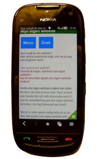 voorbeeld van een mobiele website